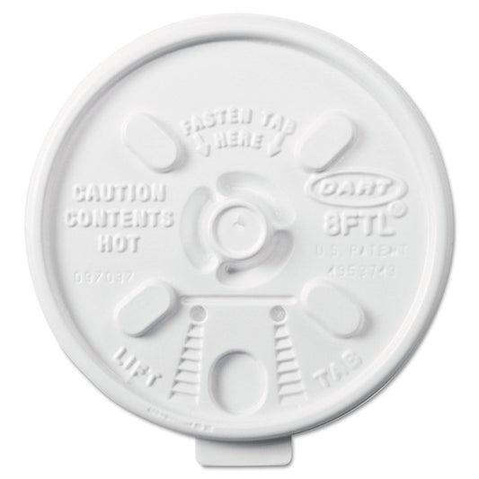 Dart Lift n' Lock Plastic Hot Cup Lids, Fits 8 oz Cups, White, 1,000/Carton