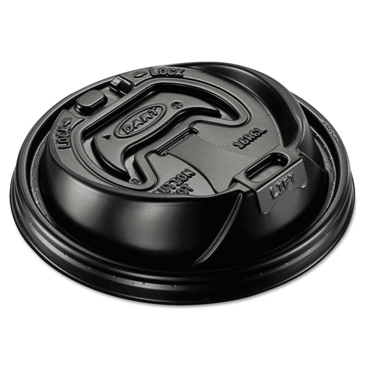 Dart Optima Reclosable Lid, Fits 12 oz to 24 oz Foam Cups, Black, 100 Pack, 10 Packs/Carton