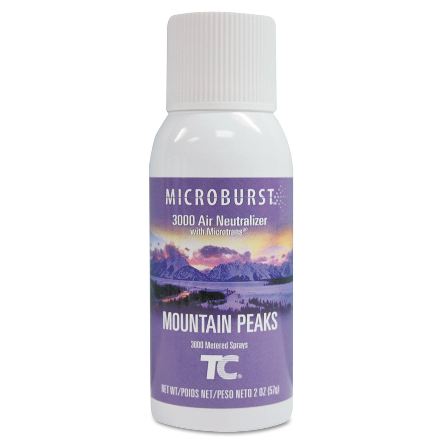 Rubbermaid Microburst 3000 Refill, Mountain Peaks, 2 oz Aerosol Spray, 12/Carton