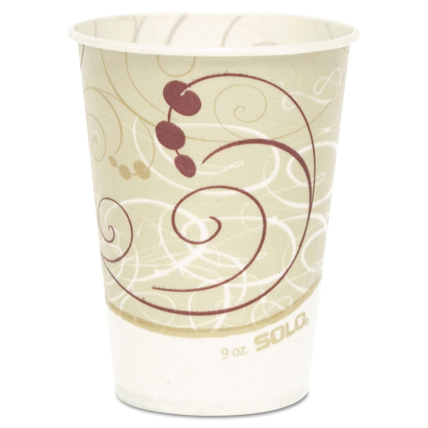 Dart Symphony Design Wax-Coated Paper Cold Cup,  9 oz, Beige/White, 100/Sleeve, 20 Sleeves/Carton