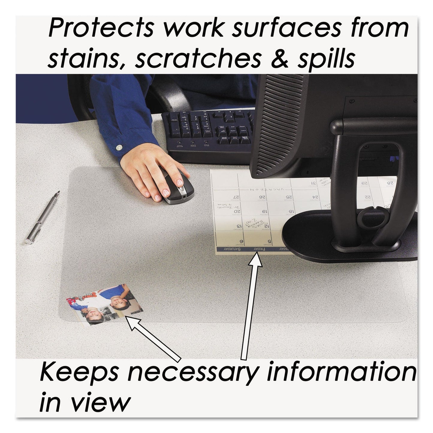 Artistic KrystalView Desk Pad with Antimicrobial Protection, Glossy Finish, 36 x 20, Clear