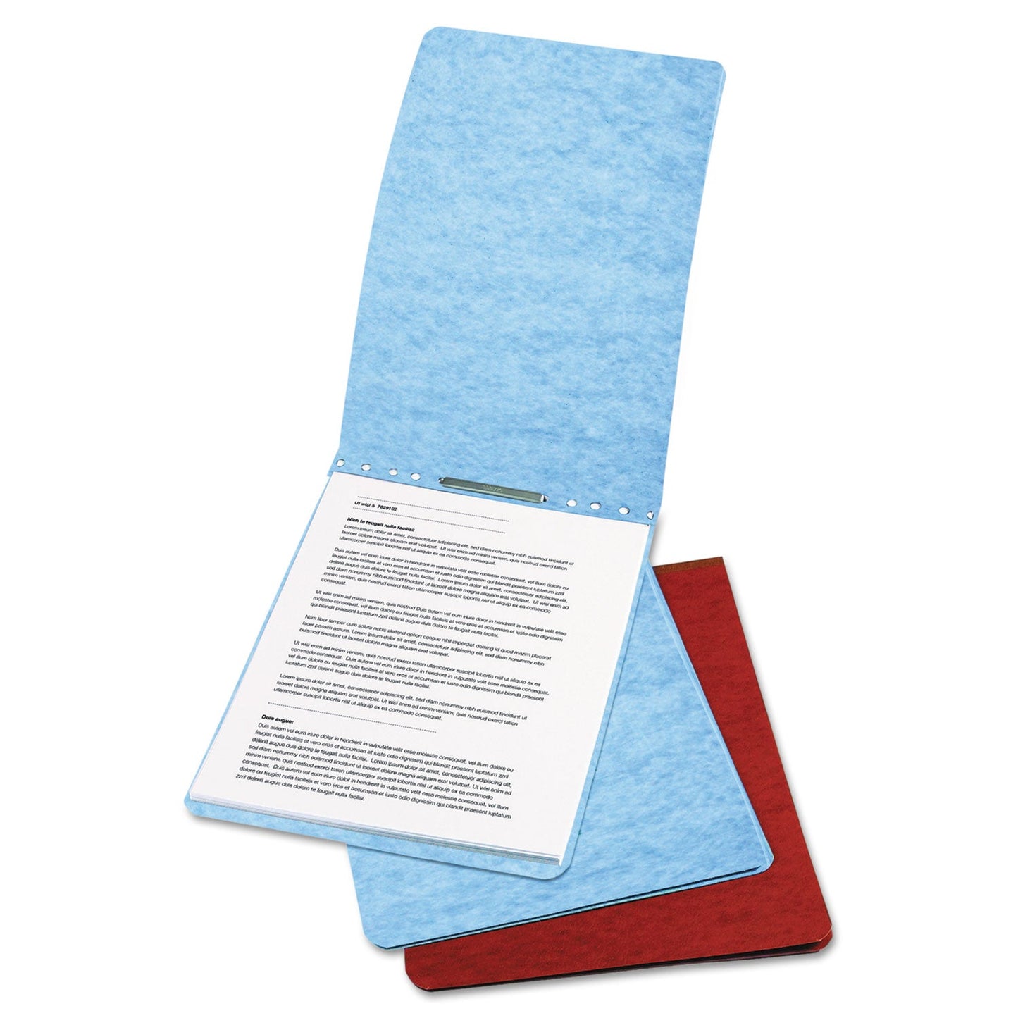 ACCO PRESSTEX Report Cover with Tyvek Reinforced Hinge, Top Bound, Two-Piece Prong Fastener, 2" Capacity, 8.5 x 11, Red/Red