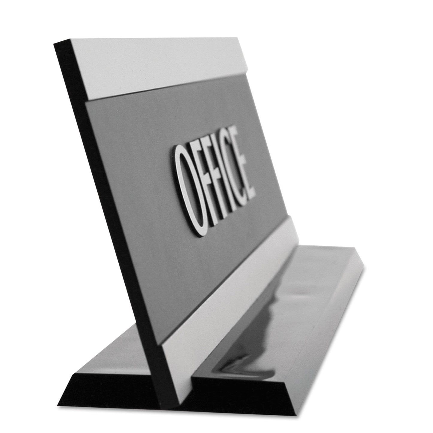 Headline Century Series Office Sign, OFFICE, 9 x 3, Black/Silver