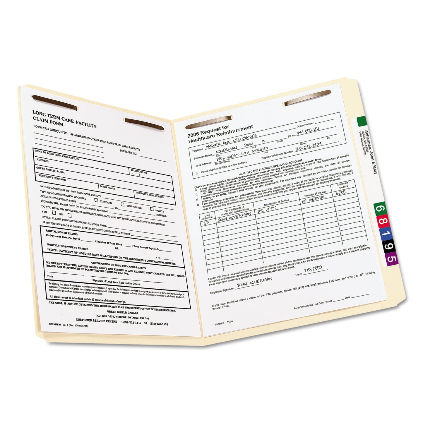 Smead Top Tab Fastener Folders, Straight Tab, 2 Fasteners, Letter Size, 11-pt Manila Exterior, 50/Box