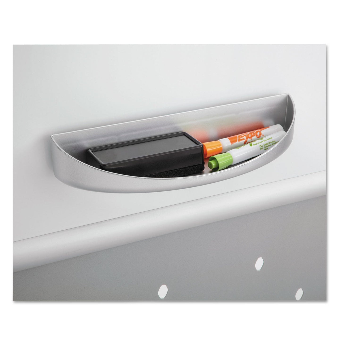 Safco Rumba Whiteboard Screen Accessories, Eraser Tray, 12.25 x 3.5 x 2.25, Magnetic Mount, Silver