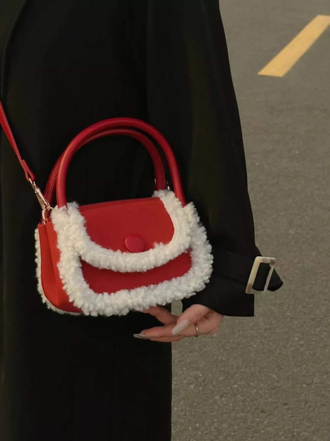 Fluffy Trim Mini Crossbody Bag