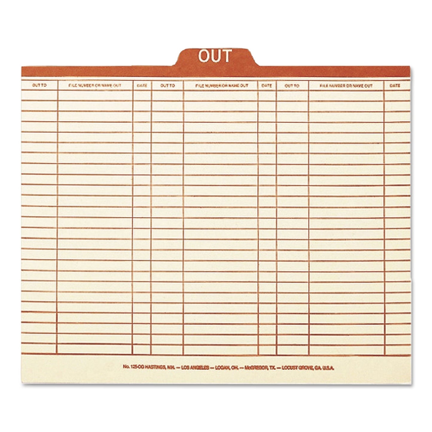 Smead Manila Out Guides, Printed Form Style, 1/5-Cut Top Tab, Out, 8.5 x 11, Manila, 100/Box