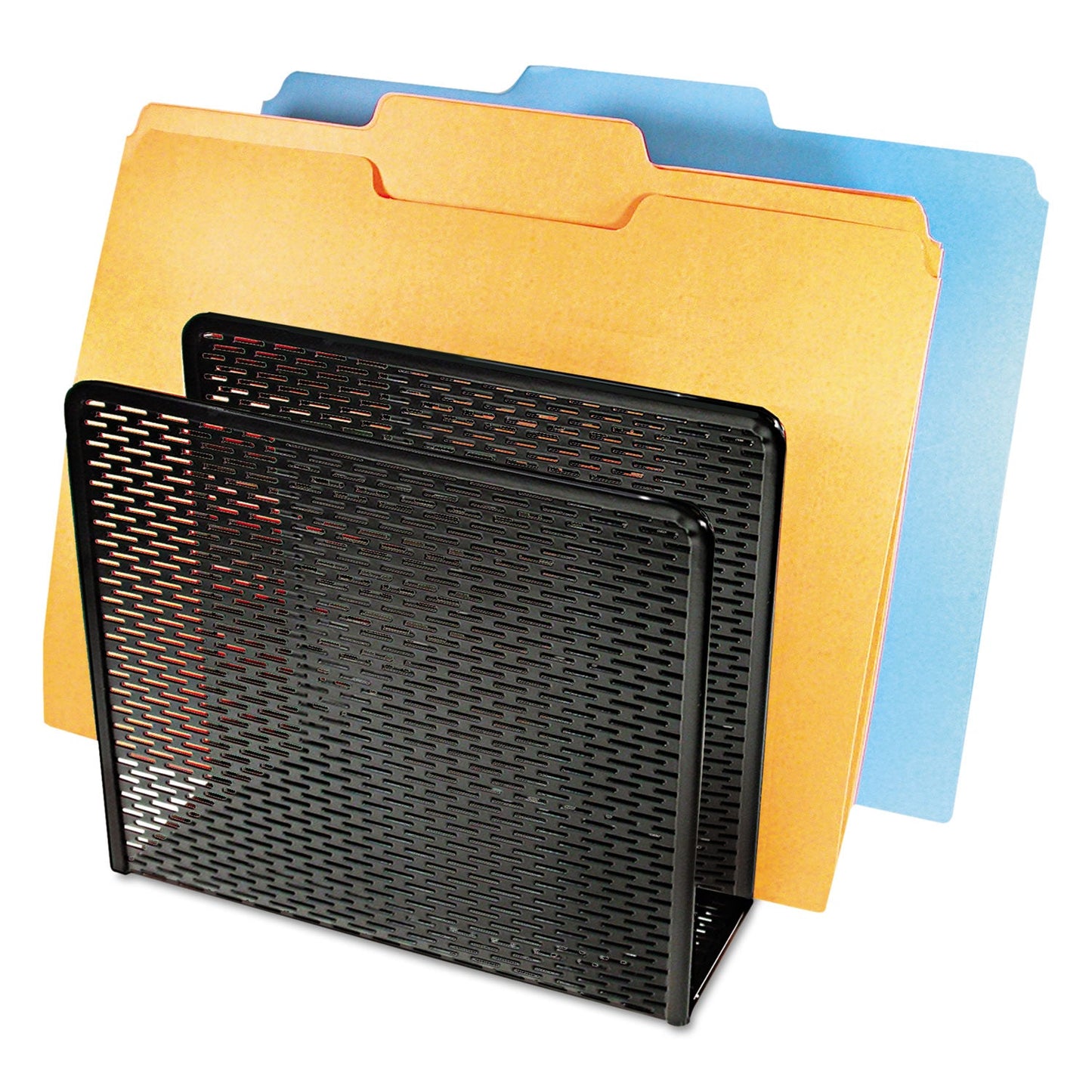 Artistic Urban Collection Punched Metal File Sorter, 3 Sections, Letter Size Files, 8" x 8" x 7.25", Black