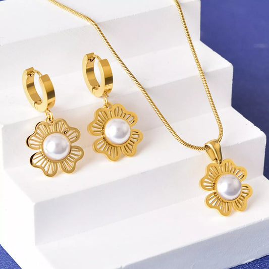 18K Gold-Plated Flower Jewelry Set