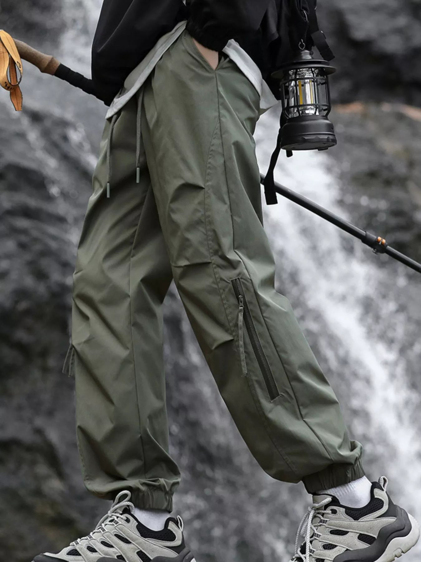 Men's Plus Size Cargo Pants with Zipper Pockets