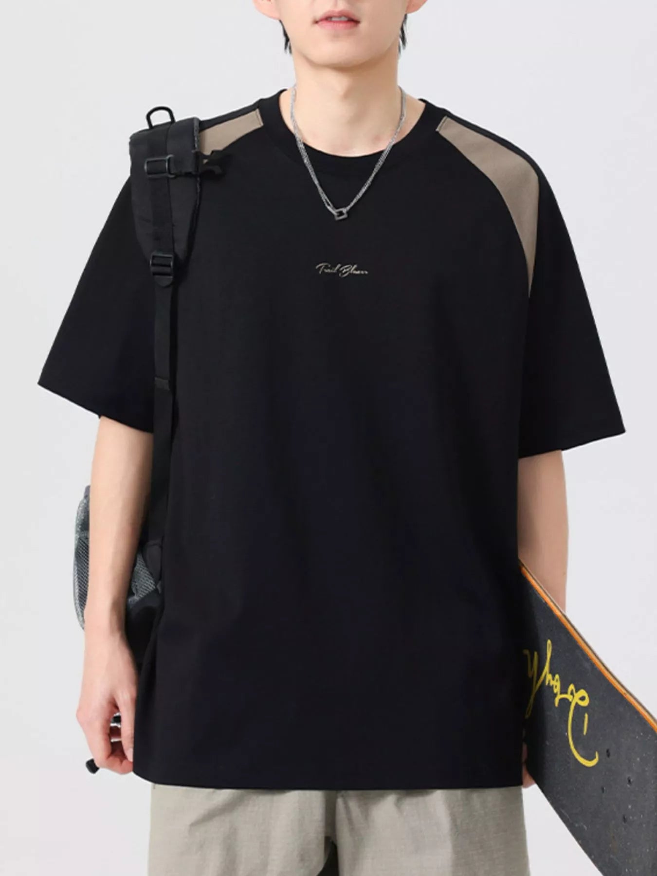 Men's Plus Size Contrast Raglan Sleeve Casual T-Shirt
