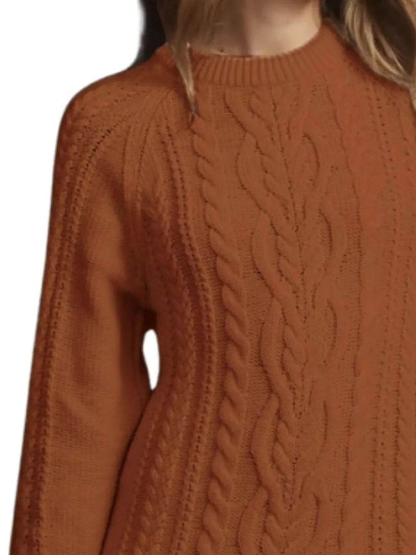 Full Size Cable-Knit Mini Sweater Dress Plus Size
