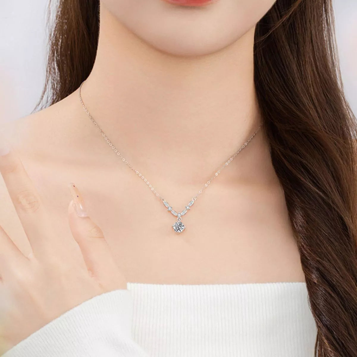 1 Carat Moissanite 925 Sterling Silver Necklace