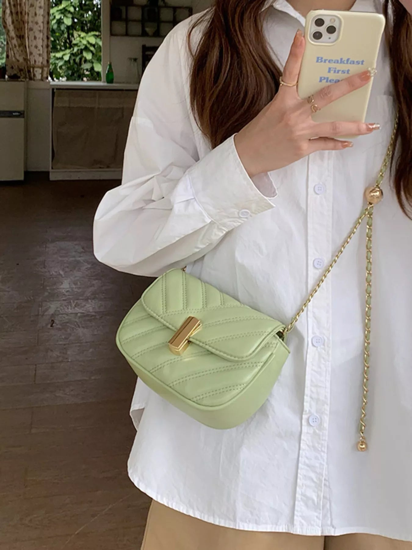 Quilted Flap Chain Crossbody Bag