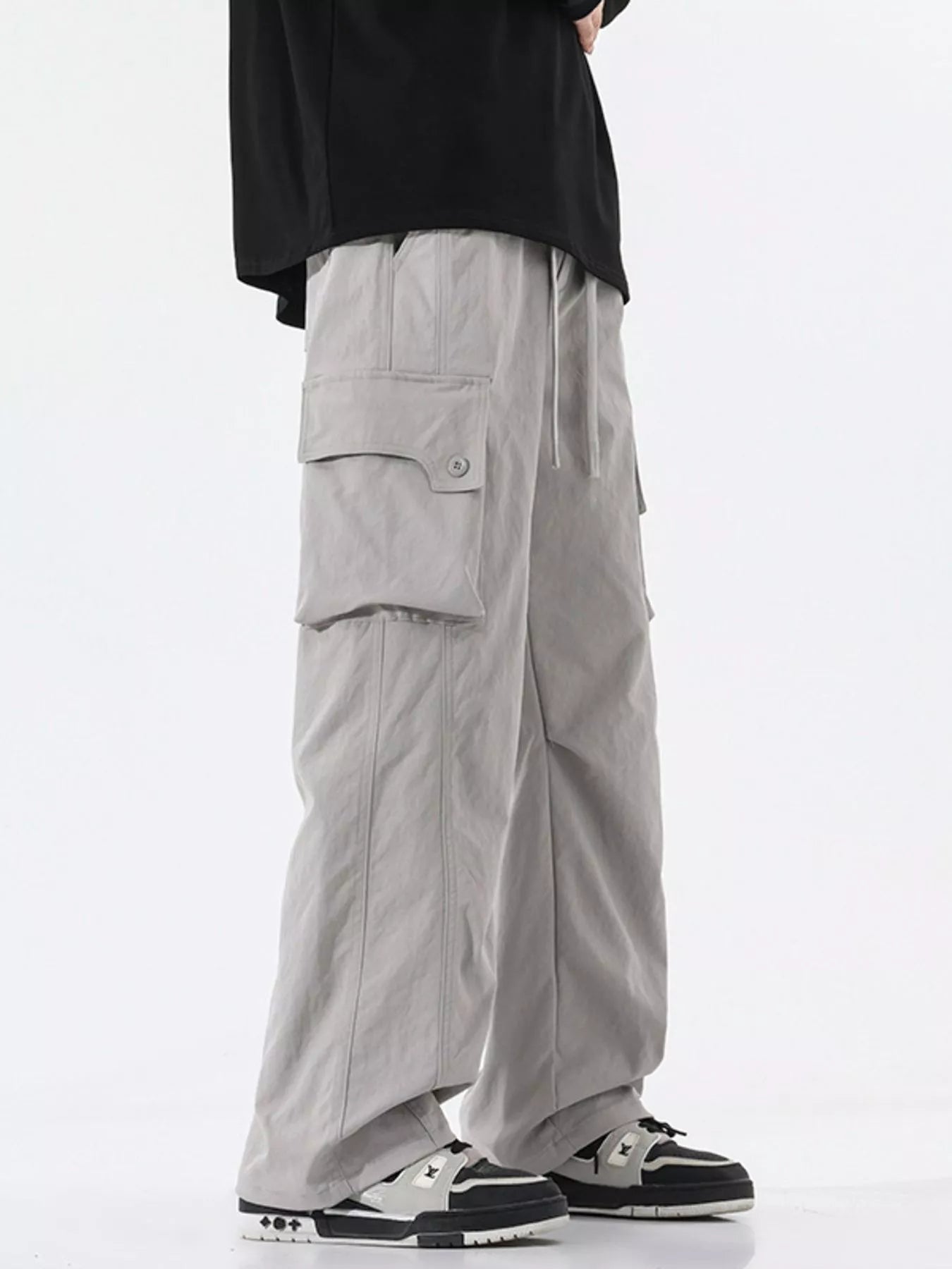 Men's Full Size Loose Fit Multi-Pocket Cargo Pants Plus Size