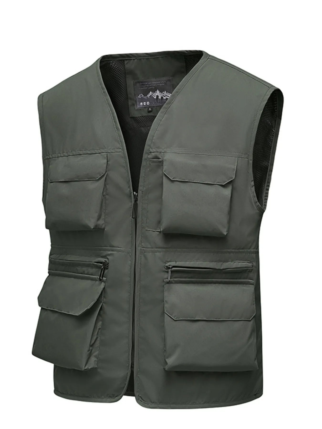 Men's Full Size Multi-Pocket Zip Up Vest Plus Size