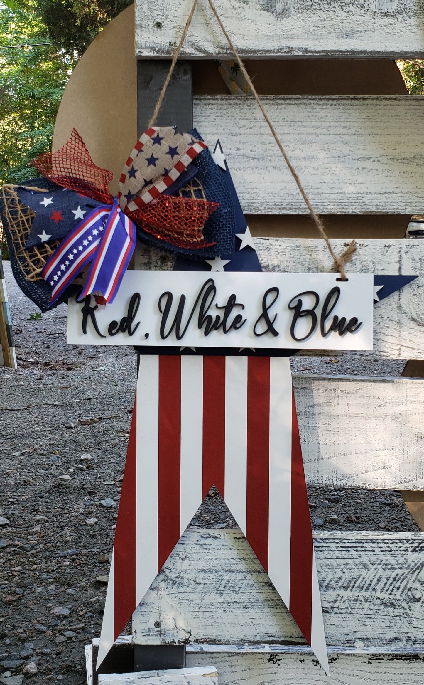Finished - 3D American Flag Star Door Hanger