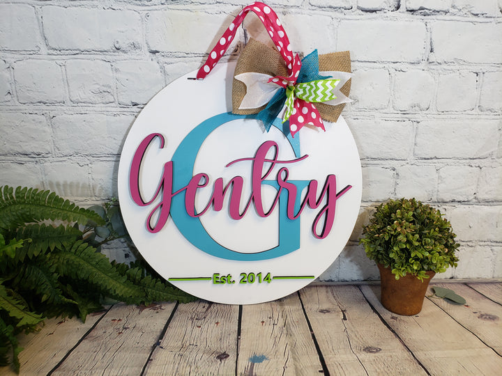 Personalized Monogram with Last Name - Door Hanger