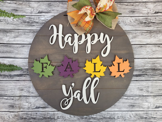 Happy Fall Y'all Leaves Door Hanger - Finished