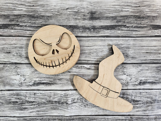 Witches Hat and Jack  standing blocks  DIY Unfinished Kit