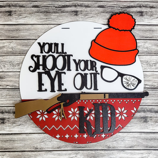 3D You'll Shoot Your Eye Out Kid Ralphie Door Hanger - Finished