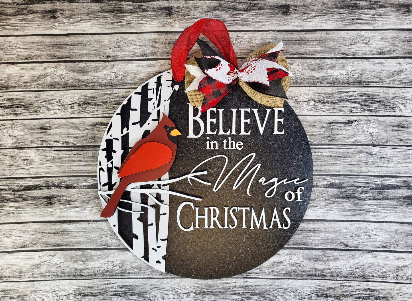 Believe in the Magic of Christmas Cardinal Door Hanger DIY Unfinished Kit
