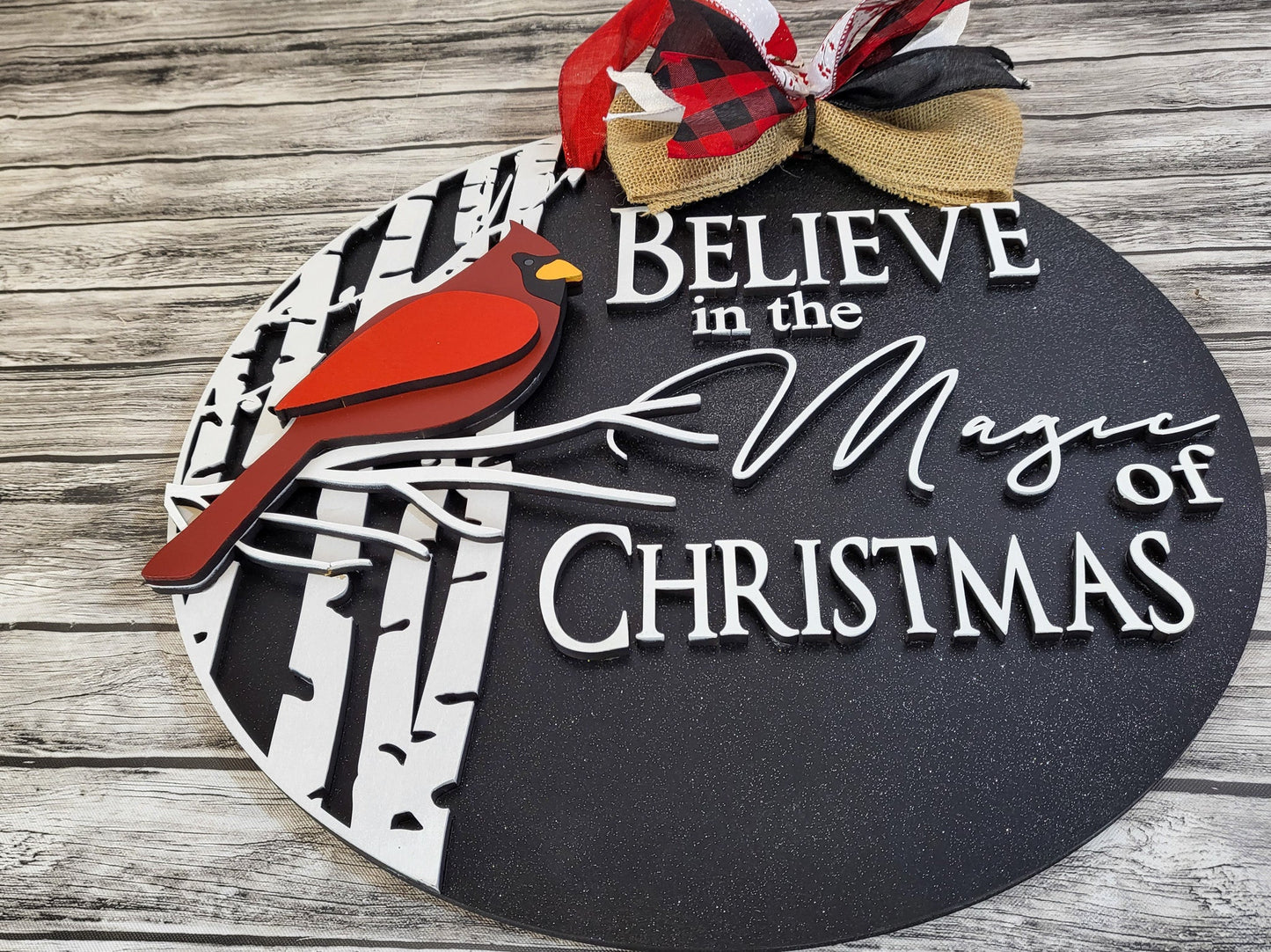 Believe in the Magic of Christmas Cardinal Door Hanger DIY Unfinished Kit