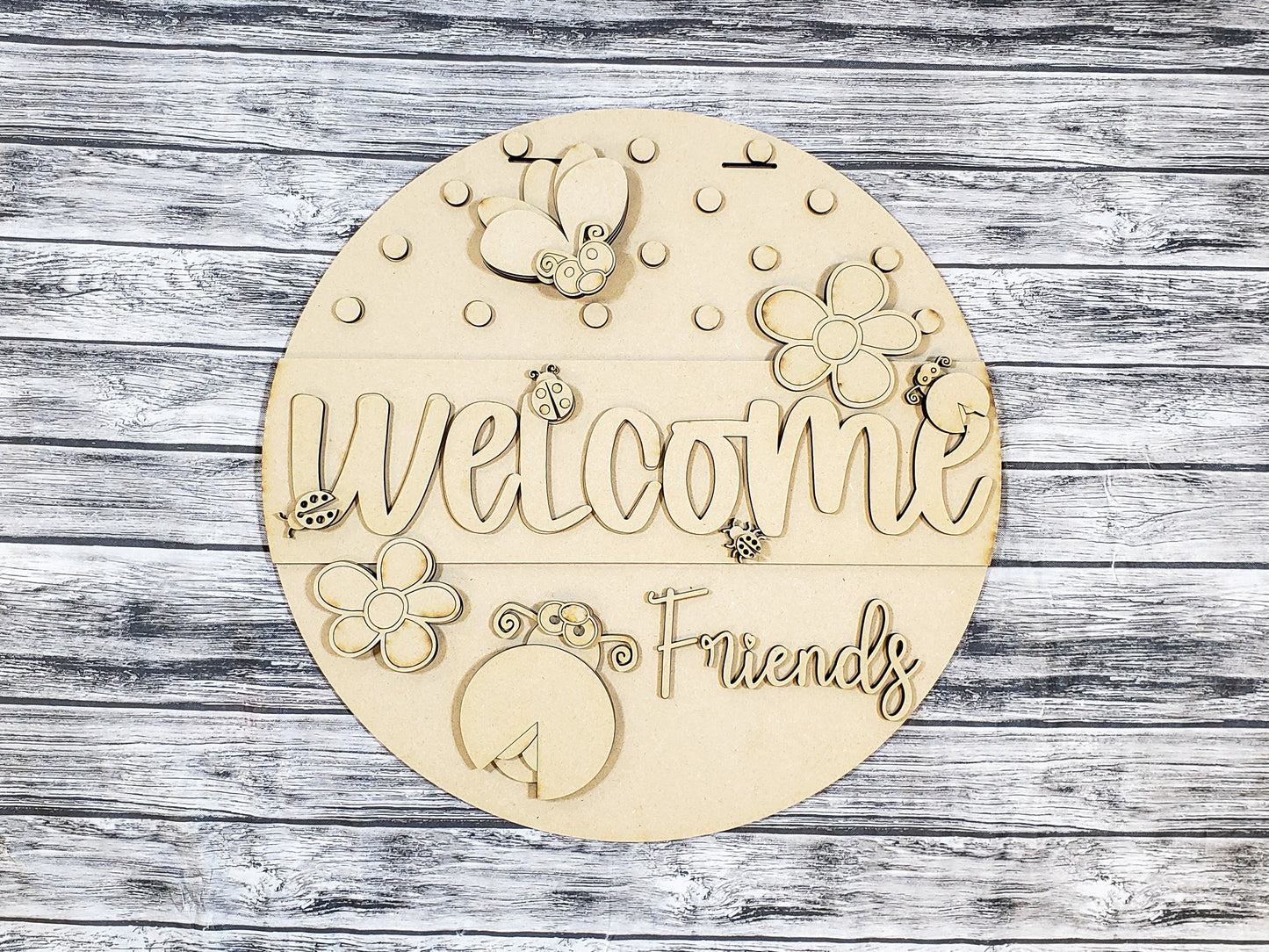 Welcome Friends Ladybug Door Hanger DIY Unfinished Kit