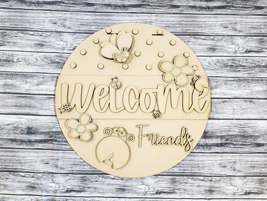 Welcome Friends Ladybug Door Hanger DIY Unfinished Kit