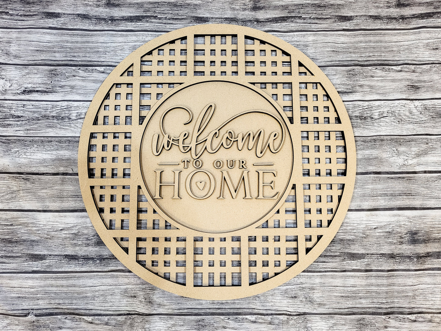 Welcome to our HOME Transparent Plaid Door Hanger DIY Unfinished Kit