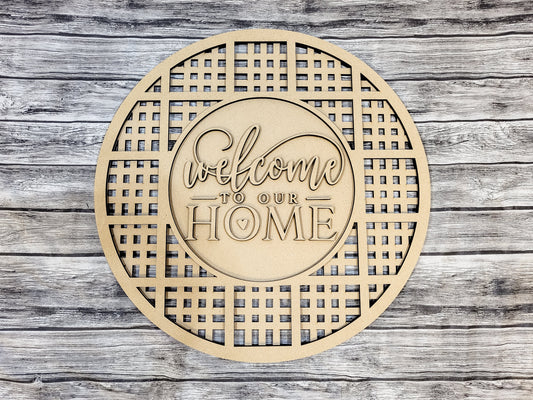 Welcome to our HOME Transparent Plaid Door Hanger DIY Unfinished Kit