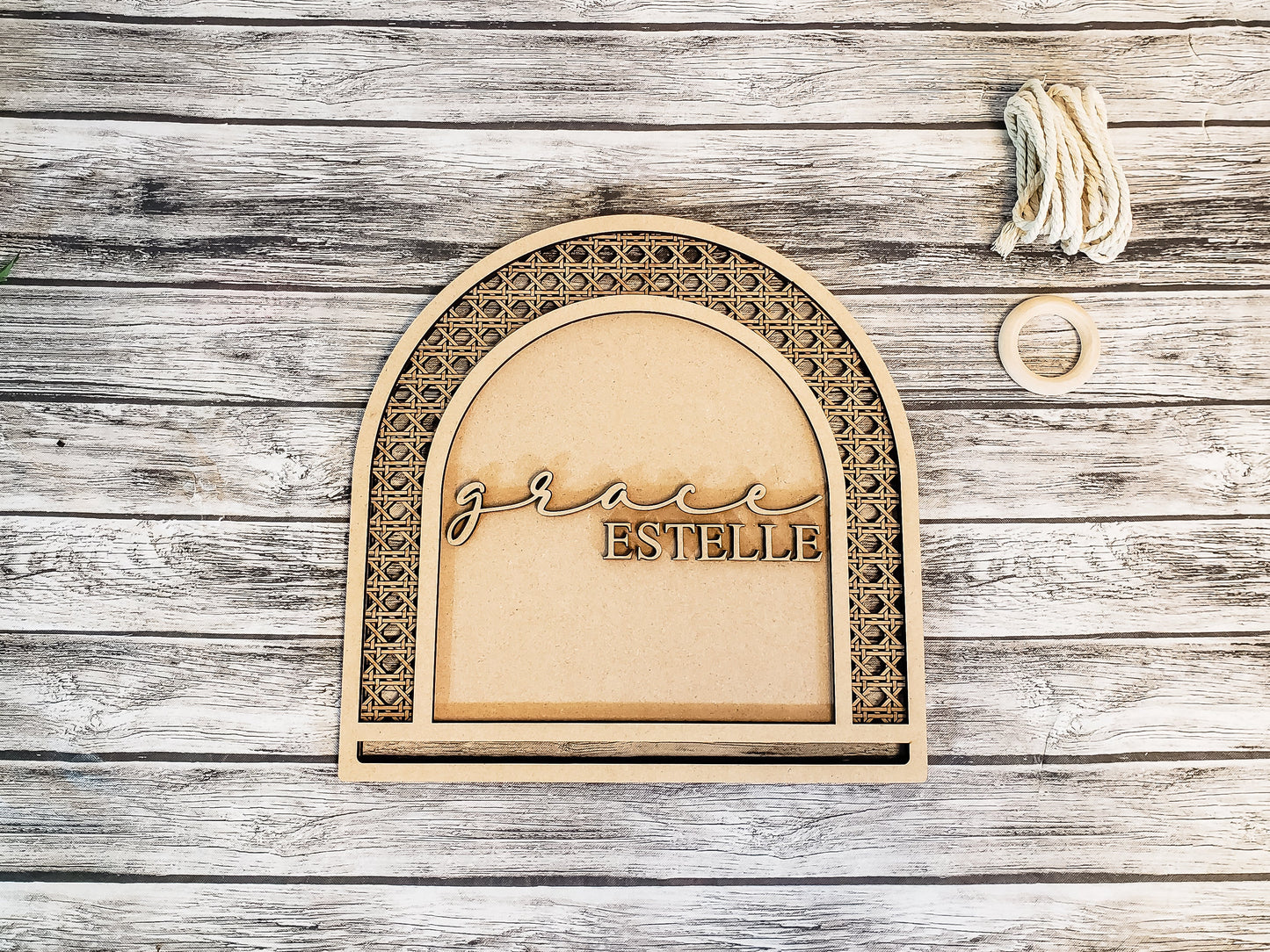 Personalized Rattan Macrame Wall Hanger DIY Unfinished Kit