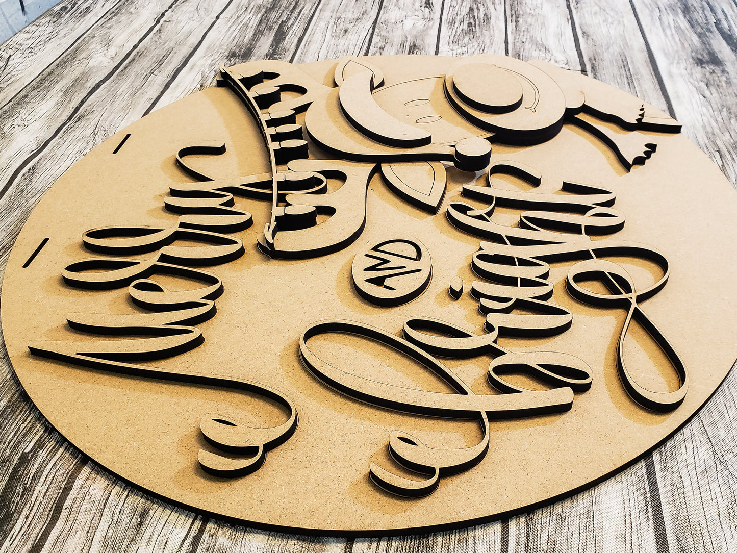Merry and Bright Reindeer Christmas Door Hanger DIY Unfinished Kit