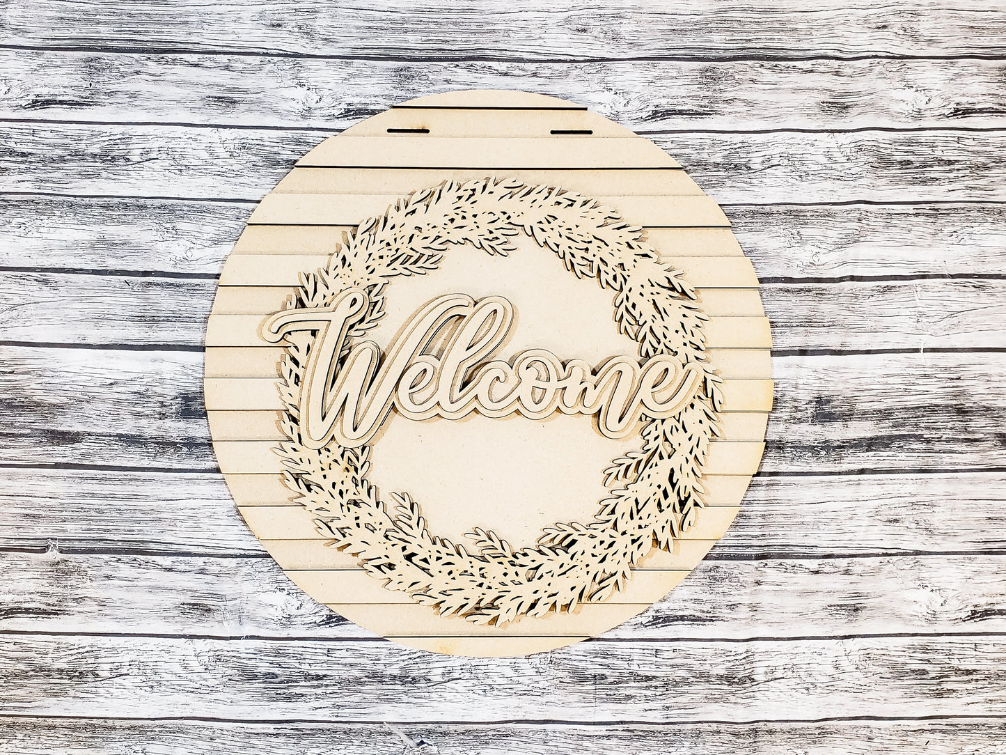 Welcome Wreath & Stripes Door Hanger DIY Unfinished Kit