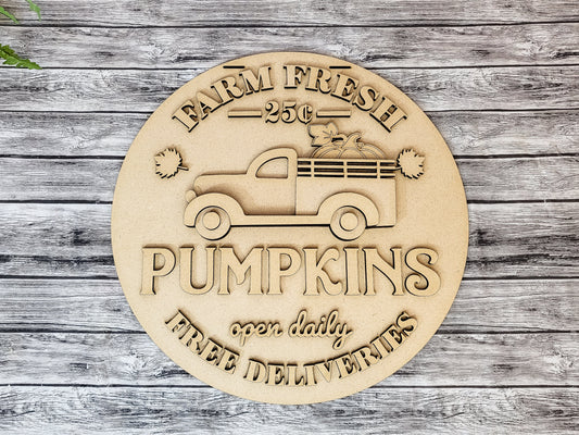 Farm Fresh Pumpkins Door Hanger DIY Unfinished Kit