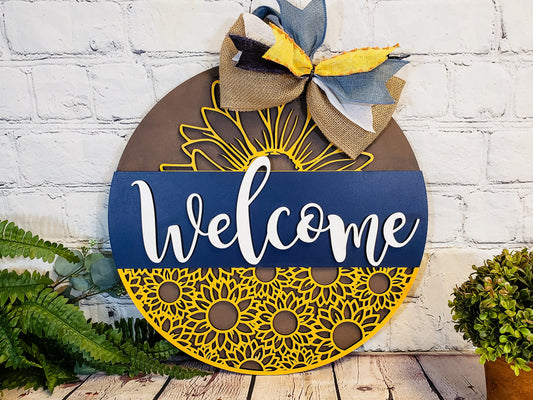 Sunflower Welcome Door Hanger - Finished
