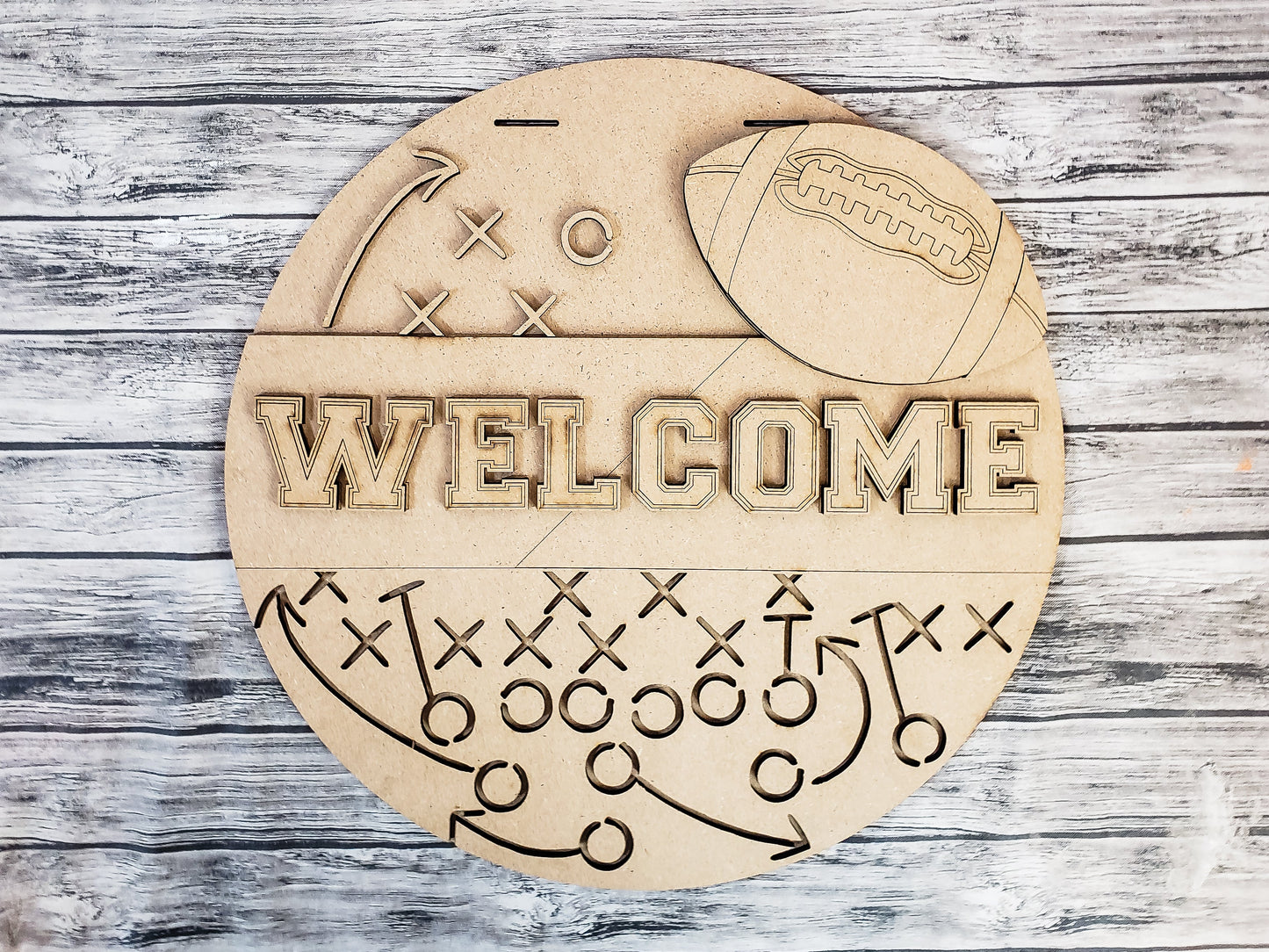 Welcome Football Play Door Hanger DIY Unfinished Kit
