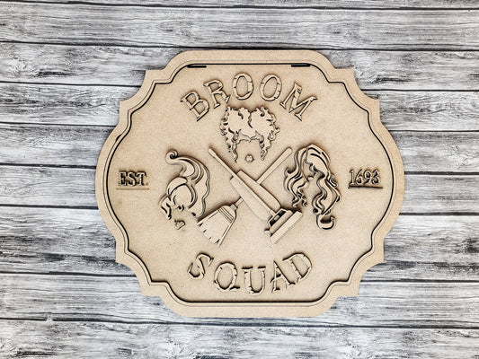 Hocus Pocus Broom Squad Door Hanger DIY Unfinished Kit