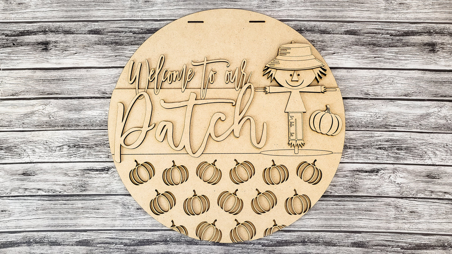 Scarecrow Welcome to our Patch Door Hanger DIY Unfinished Kit