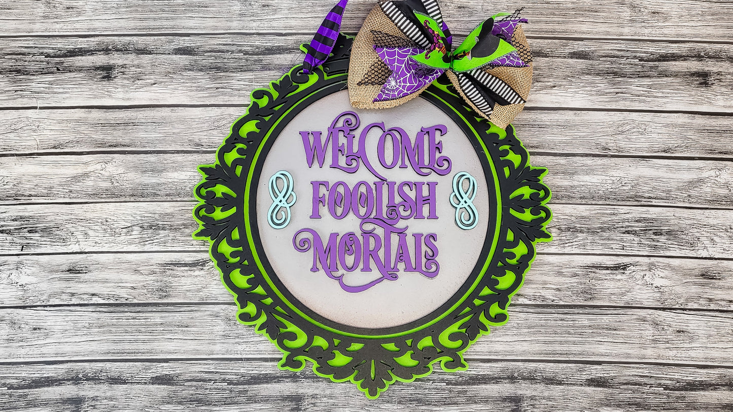 Welcome Foolish Mortals Haunted Mansion Mirror Door Hanger DIY Unfinished Kit