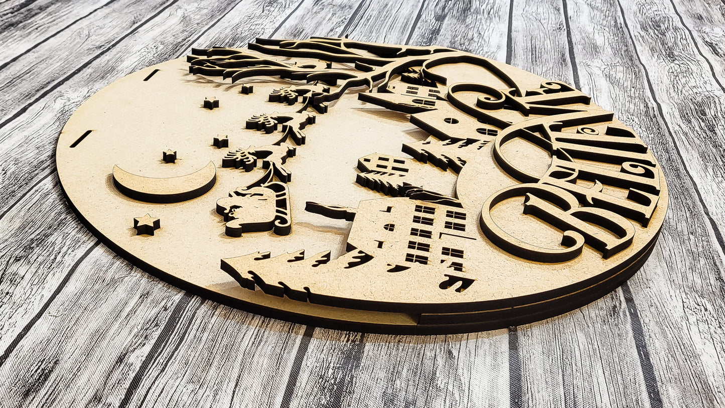 Believe Winter Nightscape Door Hanger DIY Unfinished Kit