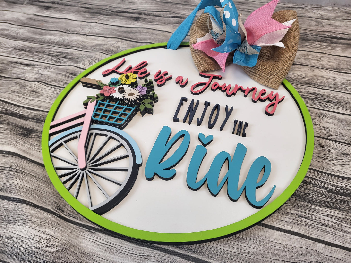 Finished - Life is a Journey Bicycle Door Hanger