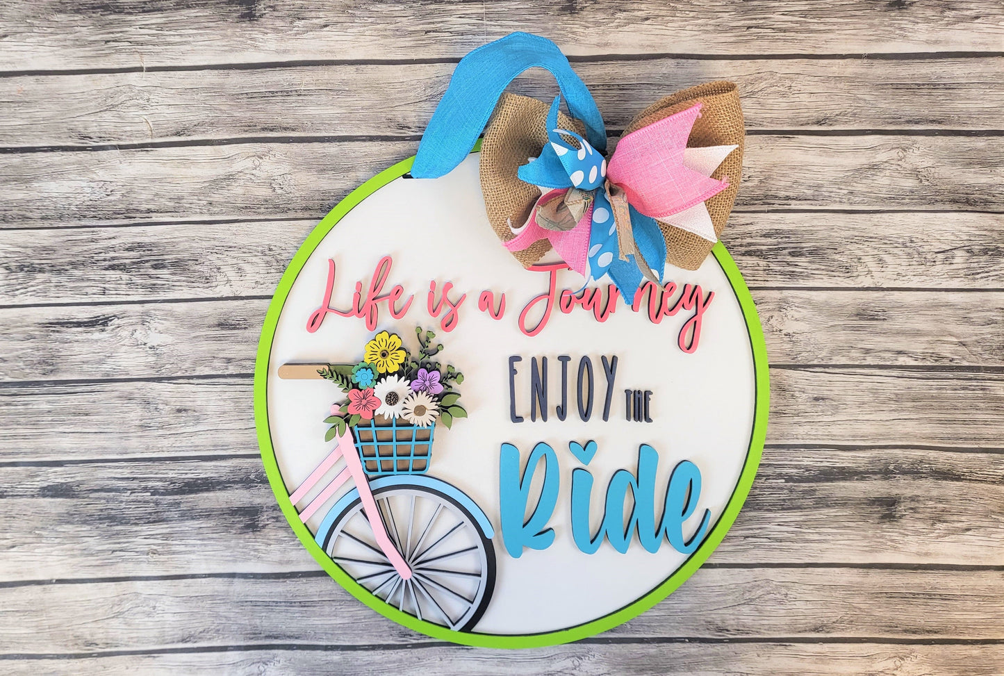 Finished - Life is a Journey Bicycle Door Hanger