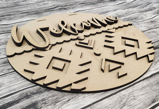Welcome Aztec Door Hanger DIY Unfinished Kit