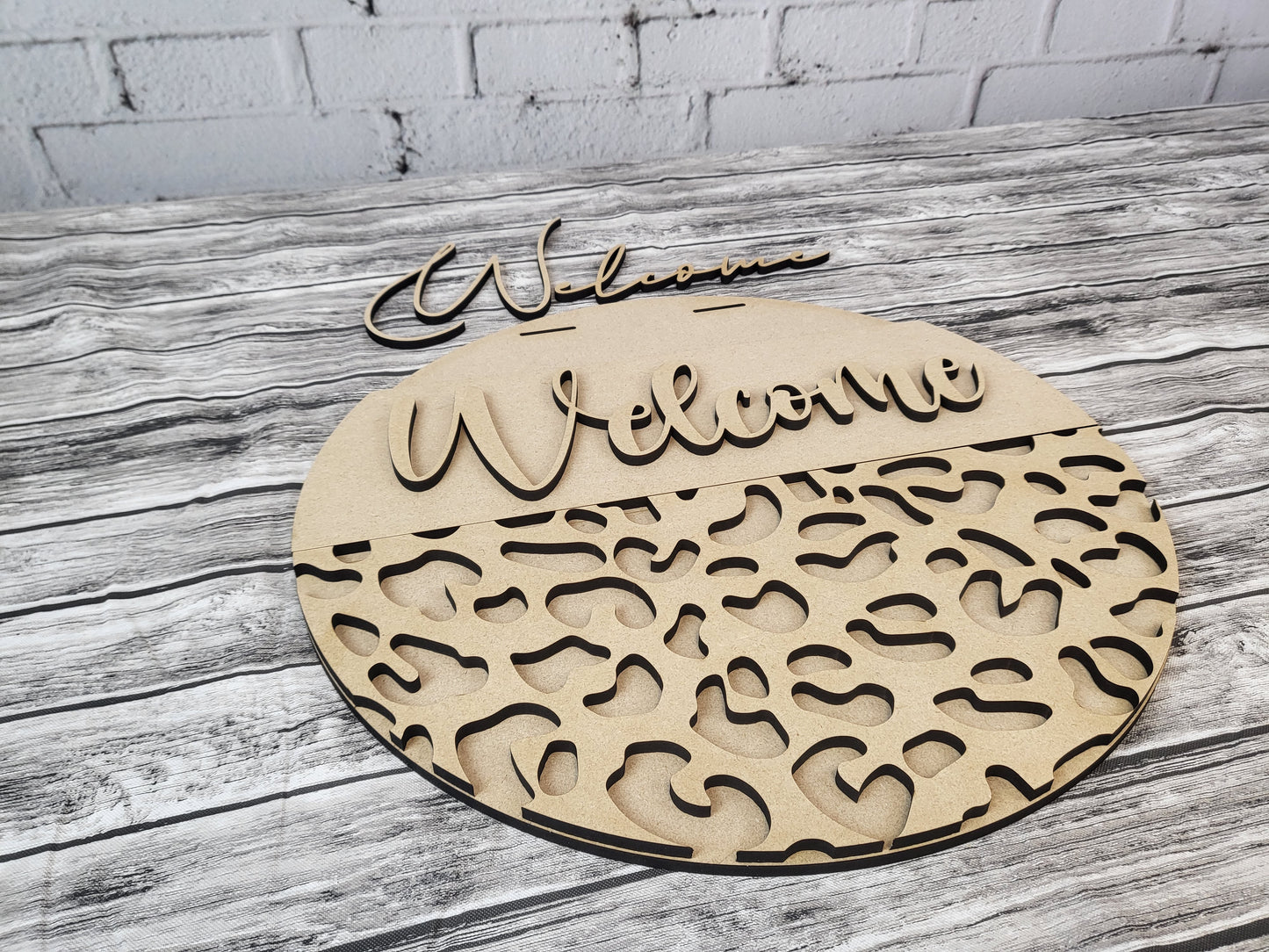 Welcome Leopard Print Door Hanger DIY Unfinished Kit