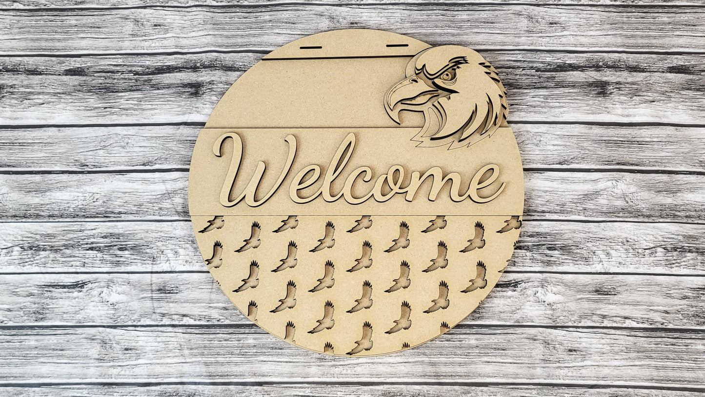 Welcome Bald Eagle Door Hanger DIY Unfinished Kit