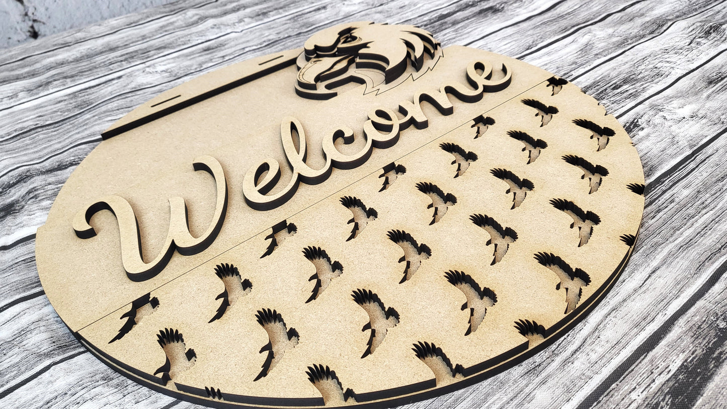 Welcome Bald Eagle Door Hanger DIY Unfinished Kit