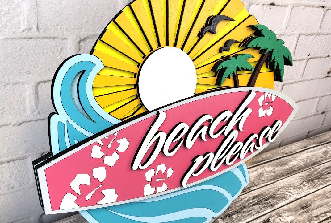 Finished - Beach Please Surfboard Door Hanger