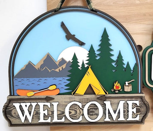 Finished - Lake Canoe Camping Door Hanger Sign