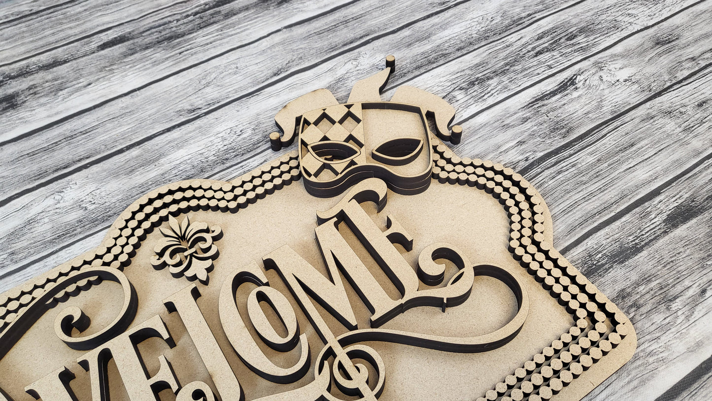 Welcome Mardi Gras Door Hanger DIY Unfinished Kit